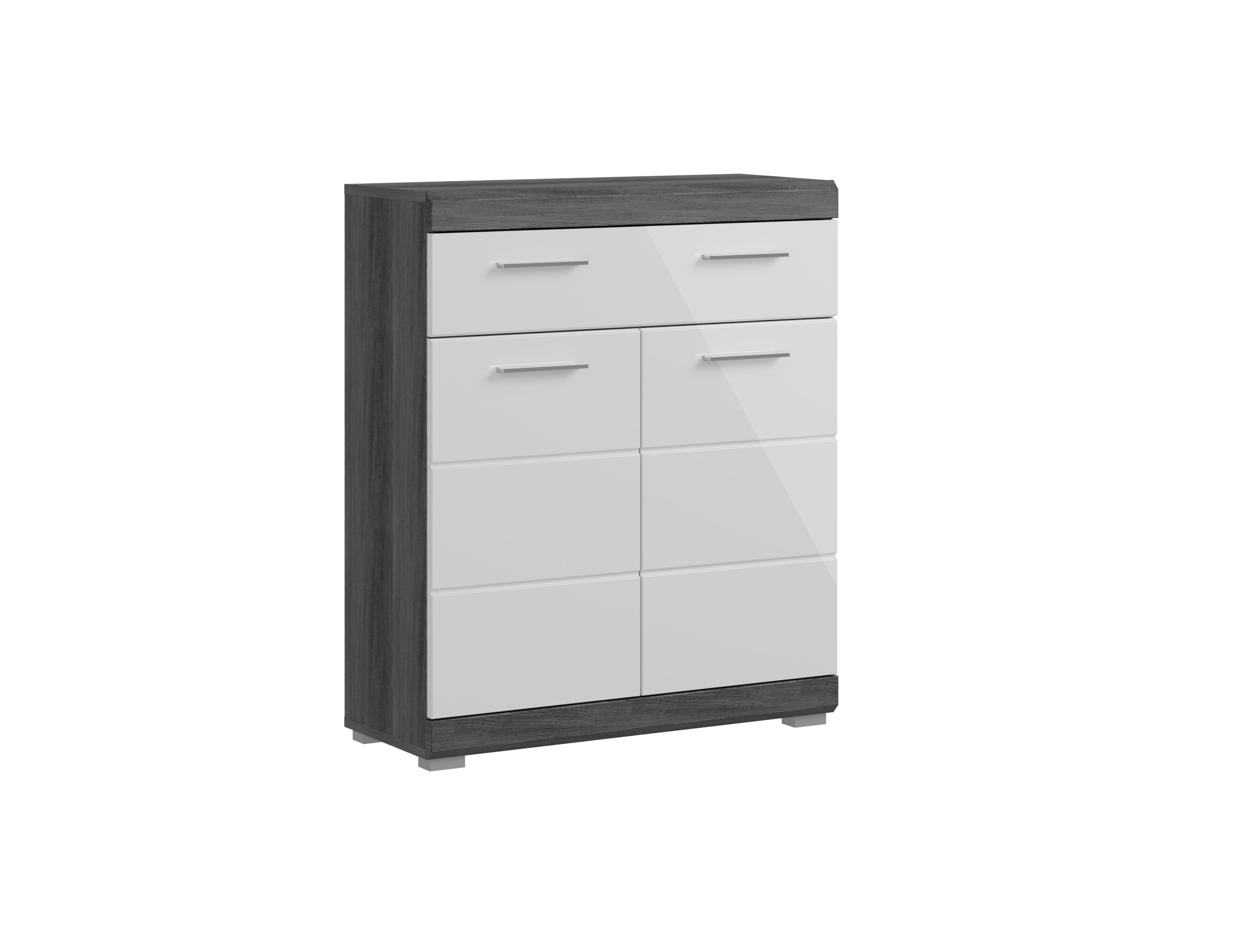 Scout szafka łazienkowa 2 drzwi, 1 szuflada wysoki połysk biały,przydymionego.