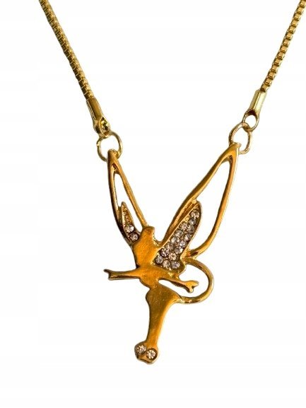 Naszyjnik Wisiorek Wróżka z Diamencikami Kryształkami Złoty Bajkowy Prezent