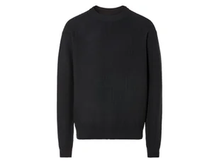 LIVERGY® Sweter dzianinowy męski z bawełny (M (48/50), Czarny) - Swetry męskie - miniaturka - grafika 1