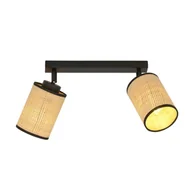 Lampy sufitowe - Emibig Yoga lampa sufitowa (spot) 2-punktowa czarna/rattan 1151/2 - miniaturka - grafika 1