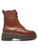 Botki damskie - Tommy Hilfiger Trapery FW0FW08440 Brązowy - miniaturka - grafika 1