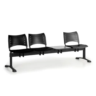 B2B Partner Plastikowe ławki VISIO, 3 siedzenia + stołek, czarne nogi 150512 - Inne meble biurowe - miniaturka - grafika 1