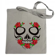 Torby i wózki na zakupy - Torba na zakupy nadruk Czaszka z Różami - miniaturka - grafika 1