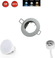 Żarówki LED - Reflektor wpuszczany GU10 Ø65mm otwór wiercony aluminium z GU10 5W neutralny biały 350 lumen żarówka LED chrom okrągły - miniaturka - grafika 1