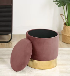 Pufa otwierana ze schowkiem welurowa GOLDEN Pudrowy Róż - Pufy i podnóżki - miniaturka - grafika 4