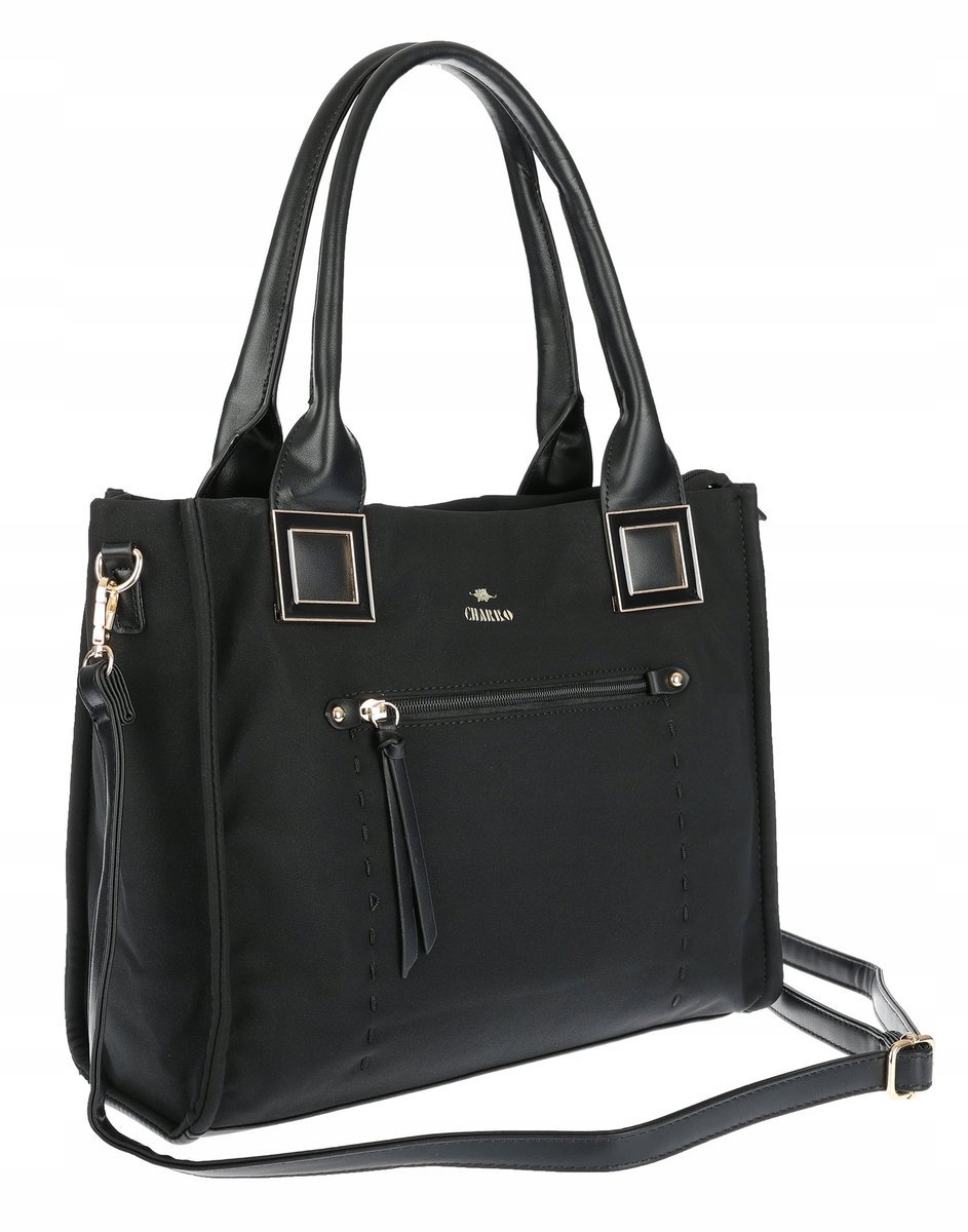 Torebka Damska Listonoszka Shopper A4 duża włoska marka CHARRO 3313 Czarna