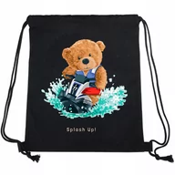 Plecaki szkolne i tornistry - PLECAK WOREK Czarny Bawełna Mocny WAKACJE Wzory - miniaturka - grafika 1