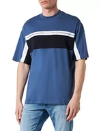 Bluzy męskie - Armani Exchange Męska bluza z okrągłym dekoltem, niebieska, ekstra duża, niebieski, XXL - miniaturka - grafika 1