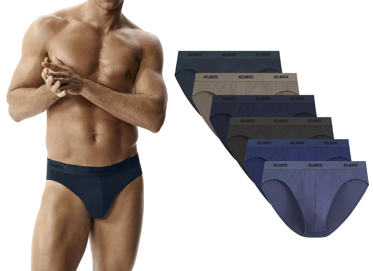 ATLANTIC Slipy męskie sportowe bawełna 6SMP-004-INDZ/SZAC/GRA/KHA 6-PACK XL