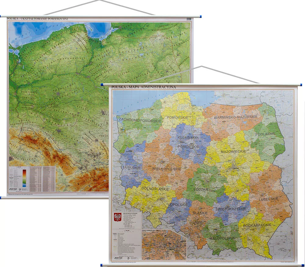 EKO-GRAF Polska mapa ścienna dwustronna fizyczno-administracyjna 1:500 000 - Eko-graf