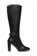 Kozaki damskie - Geox kozaki skórzane D WALK PLEASURE 85 damskie kolor czarny na słupku D56TFB 00043 C9999 - miniaturka - grafika 1