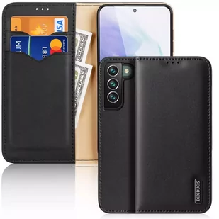 Dux Ducis Hivo skórzane etui z klapką pokrowiec ze skóry naturalnej portfel na karty i dokumenty Samsung Galaxy S22+ (S22 Plus) czarny - Portfele - miniaturka - grafika 1