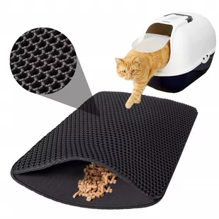 Mata pod kuwetę dla kota 35x45 cm dwustronna wycieraczka czarna PA0012 - Kuwety dla kotów - miniaturka - grafika 1