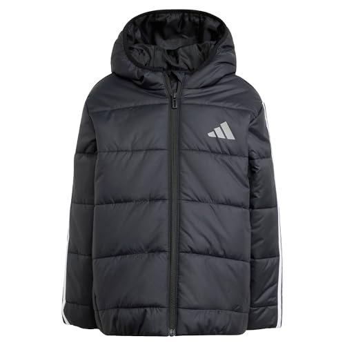 adidas uniseks-kind ESSENTIALS 3 STRIPES PADDED JACKET, black/white/white, 5-6 Years