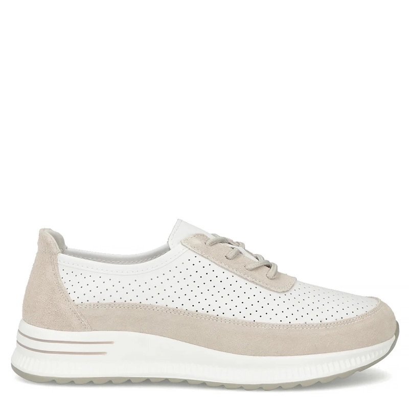 Filippo Sneakersy Damskie Skórzane Biało Beżowe DP6717-26-WH-GR r.36
