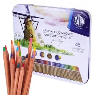 Astra Kredki Ołówkowe Szkolne Z Drewna Cedrowego W Metalowym Pudełku 48 Kolorów - Szkolne artykuły papiernicze - miniaturka - grafika 1