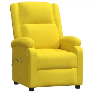 Lumarko Rozkładany fotel masujący, jasnożółty, obity tkaniną - Fotele - miniaturka - grafika 3