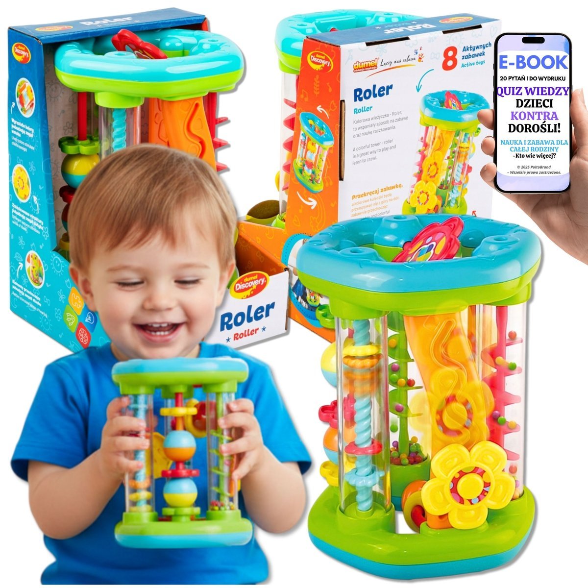 Zabawka Motywująca do Raczkowania 6m+ Roler DUMEL Raczkowanie Nauka Dla Niemowląt Małych Dzieci + EBOOK-2