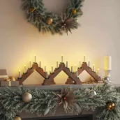 Ozdoby bożonarodzeniowe - vidaXL Mostek ze świecami bożonarodzeniowymi 3 pcs Brązowy - miniaturka - grafika 1