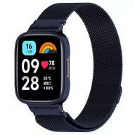 Akcesoria do smartwatchy - Etui z paskiem Bizon Strap + Case Watch Chain do Xiaomi Redmi Watch 3 Active, granatowe - miniaturka - grafika 1