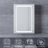 Szafki łazienkowe - SONNI szafka łazienkowa z lustrem Szafka łazienkowa z lustrem z oświetleniem 50 × 70 cm bezmgielna szafka łazienkowa z lustrem z dotykiem i gniazdkiem Szafki łazienkowe z lustrem z aluminium - miniaturka - grafika 1