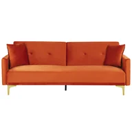 Sofy i kanapy - Shumee Shumee Sofa rozkładana welurowa pomarańczowa LUCAN 289598 - miniaturka - grafika 1