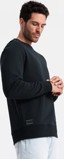 Ombre Nierozpinana męska bawełniana dresowa bluza BASIC czarna V9 OM-SSBN-0159 L - Bluzy męskie - miniaturka - grafika 1