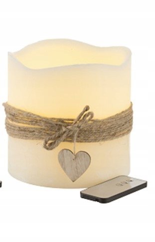 Świeca woskowa Deco LED 15 cm kremowa serce z pilotem