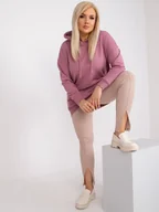 Bluzy damskie - Brudnoróżowa dresowa bluza plus size z kapturem Luna-XL - miniaturka - grafika 1