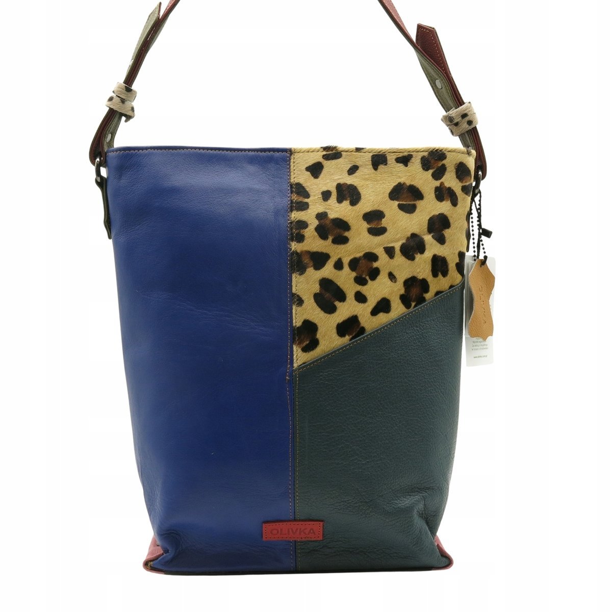 Torebka skórzana damska na ramię, mieści format A4 pojemna OLIVKA