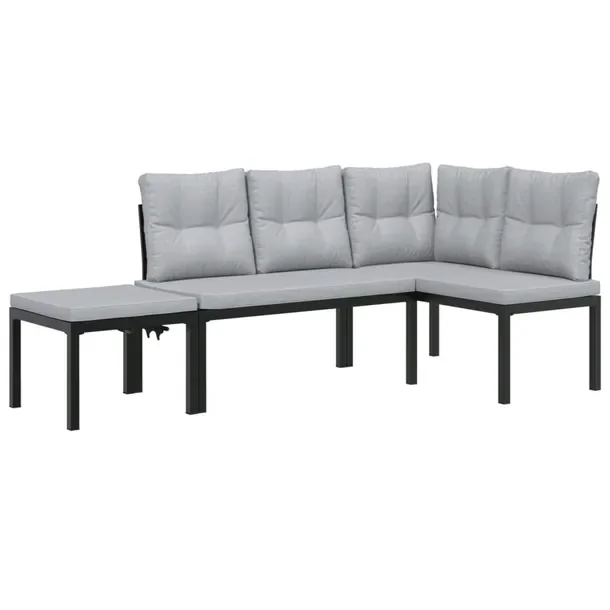 Zestaw mebli ogrodowych czarny, 118 x 63 x 78 cm, ławka z 3-częściowym o
