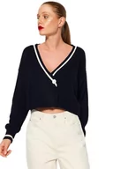 Swetry damskie - Trendyol FeMan Regular Fit Basic Cache-Coeur dzianinowy kardigan, granatowy, S, granatowy, S - miniaturka - grafika 1