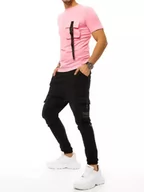 Dresy męskie - Dres męski różowo-czarny Dstreet AX0367-S - miniaturka - grafika 1