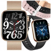 Smartwatch - Smartwatch Damski Zegarek Złoty Rozmowy Powiadomienia Sport Menu Pl 3 Paski - miniaturka - grafika 1