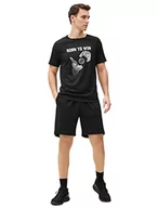 Koszulki męskie - Koton Koszulka męska sportowa z nadrukiem Crew Neck Raglan Sleeve, czarny (999), XL - miniaturka - grafika 1