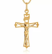 Biżuteria religijna - Murrano Złoty Krzyżyk 333 Ażurowy z Łańcuszkiem Grawer ZZ-166_PAN-333-1.5MM - miniaturka - grafika 1