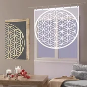 Firany - Firanka panel żakardowy frędzle Kwiat życia 100x165 cm biały 100 cm 165 cm - miniaturka - grafika 1