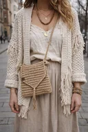 Torebki damskie - Listonoszka ze sznurka konopnego - miniaturka - grafika 1