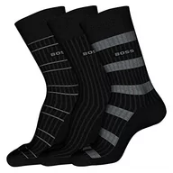 Skarpetki męskie - BOSS Męskie skarpety 3P RS Fine Rib CC Regular Socks, czarne, 39-42, czarny, 42 EU - miniaturka - grafika 1