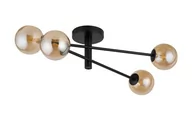 Lampy ścienne - Sigma Czarny kinkiet do salonu 32090 ORO lampa ścienna klosze bursztynowe transparentne 32090 - miniaturka - grafika 1