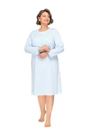Bielizna nocna - KOSZULA NOCNA DAMSKA 2XL DŁUGI RĘKAW BAWEŁNIANA NIEBIESKA ROZPINANA LUŹNA - miniaturka - grafika 1