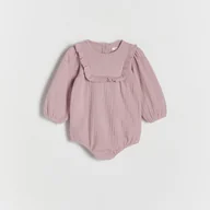 Body dla niemowląt - Reserved - Bawełniane body z falbanką - brudny róż - miniaturka - grafika 1