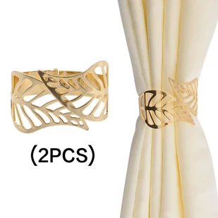 TEMU 2 szt. Eleganckie Zapięcia do Zasłon z Wzorem Liścia w Kolorze Złotym lub Srebrnym - Nowoczesne Minimalistyczne Metalowe Uchwyty do Salonu, - Inne - miniaturka - grafika 1