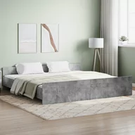Łóżka - Rama łóżka z wezgłowiem i zanóżkiem, szarość betonu, 200x200 cm Lumarko! - miniaturka - grafika 1