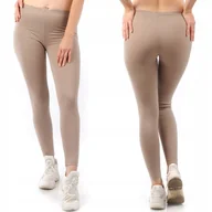 Legginsy - Legginsy damskie długie Polskie Getry Bawełniane Beżowe 4XL - miniaturka - grafika 1