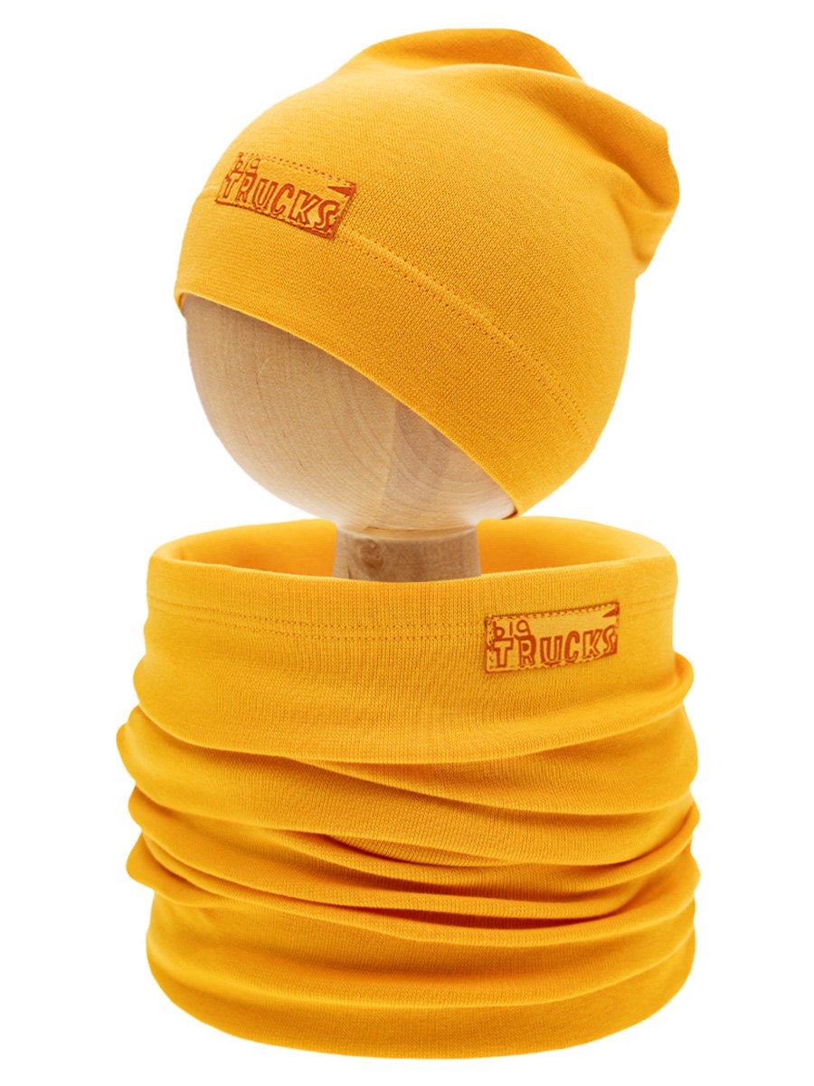 Chłopięcy komplet komin + czapka pomarańczowy Nicol r.140/146