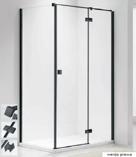 Askopol AKSI BLACK PLUS 120x80 kabina prostokątna narożna prawa - Kabiny prysznicowe - miniaturka - grafika 1