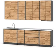 Meble kuchenne - Meble Kuchenne Drewniane Kuchnia Remino 2.6m Komplet Modułowy Dąb Wotan - miniaturka - grafika 1