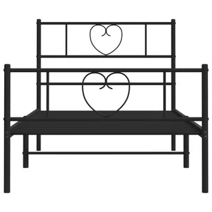 Metalowa rama łóżka z wezgłowiem i zanóżkiem, czarna, 75x190 cm Lumarko! - Łóżka - miniaturka - grafika 4