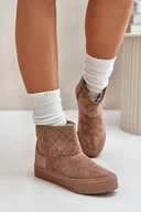 Botki damskie - Botki Śniegowce Na Zamek Ocieplane Futerkiem Big Star OO274A524 Beżowe-36 - miniaturka - grafika 1